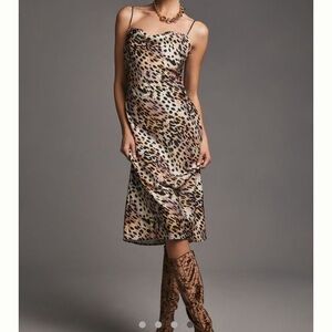 Good American Satin Slip MIDI dress medium runs large Anthropologie